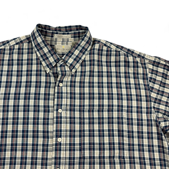 Vintage Bill Blass Shirt Adult 2XL XXL Blue Plaid Button Down Long Sleeve 90s - Picture 2 of 8